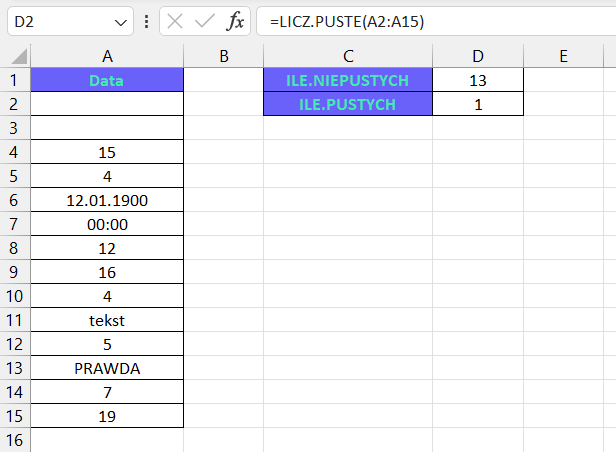 Funkcje zliczające w Excelu