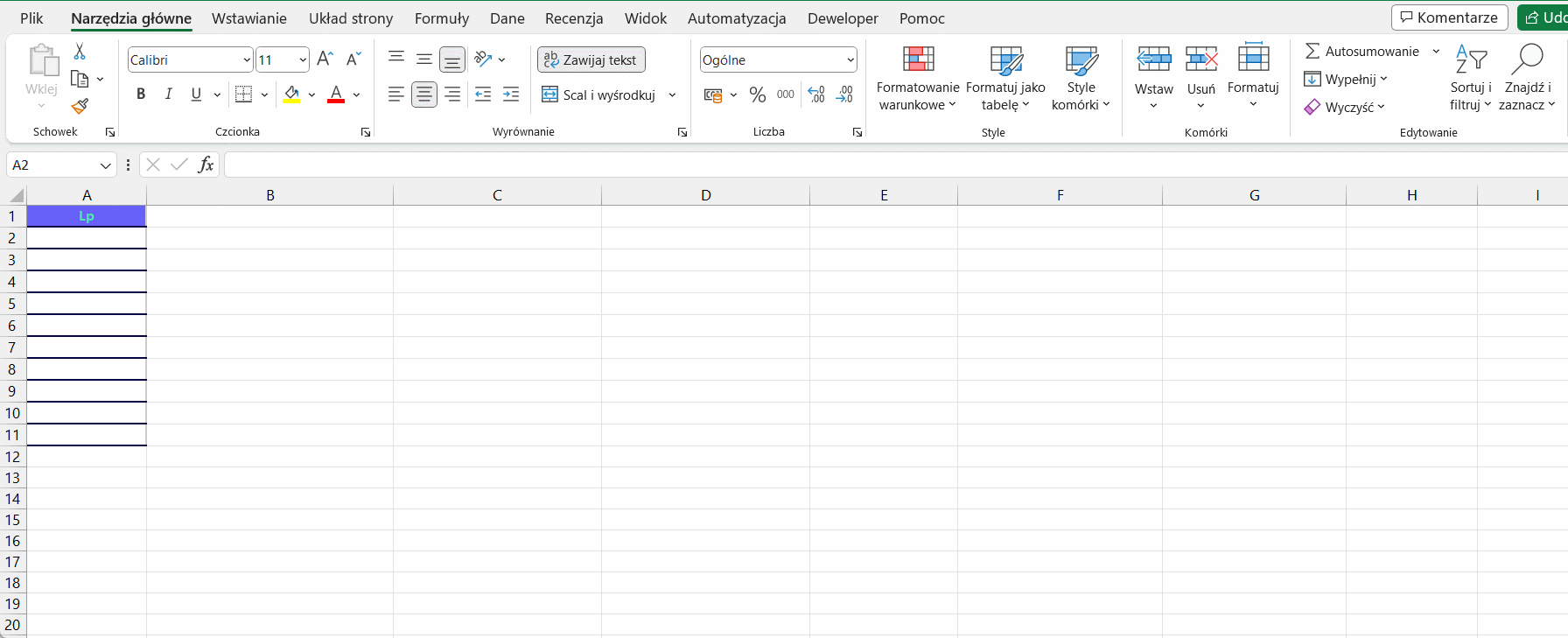 Wypełnianie serią - Excel