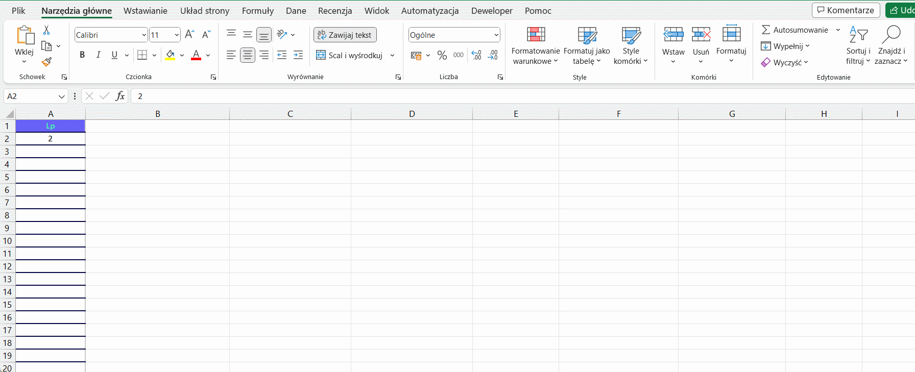 Wypełnianie serią - Excel