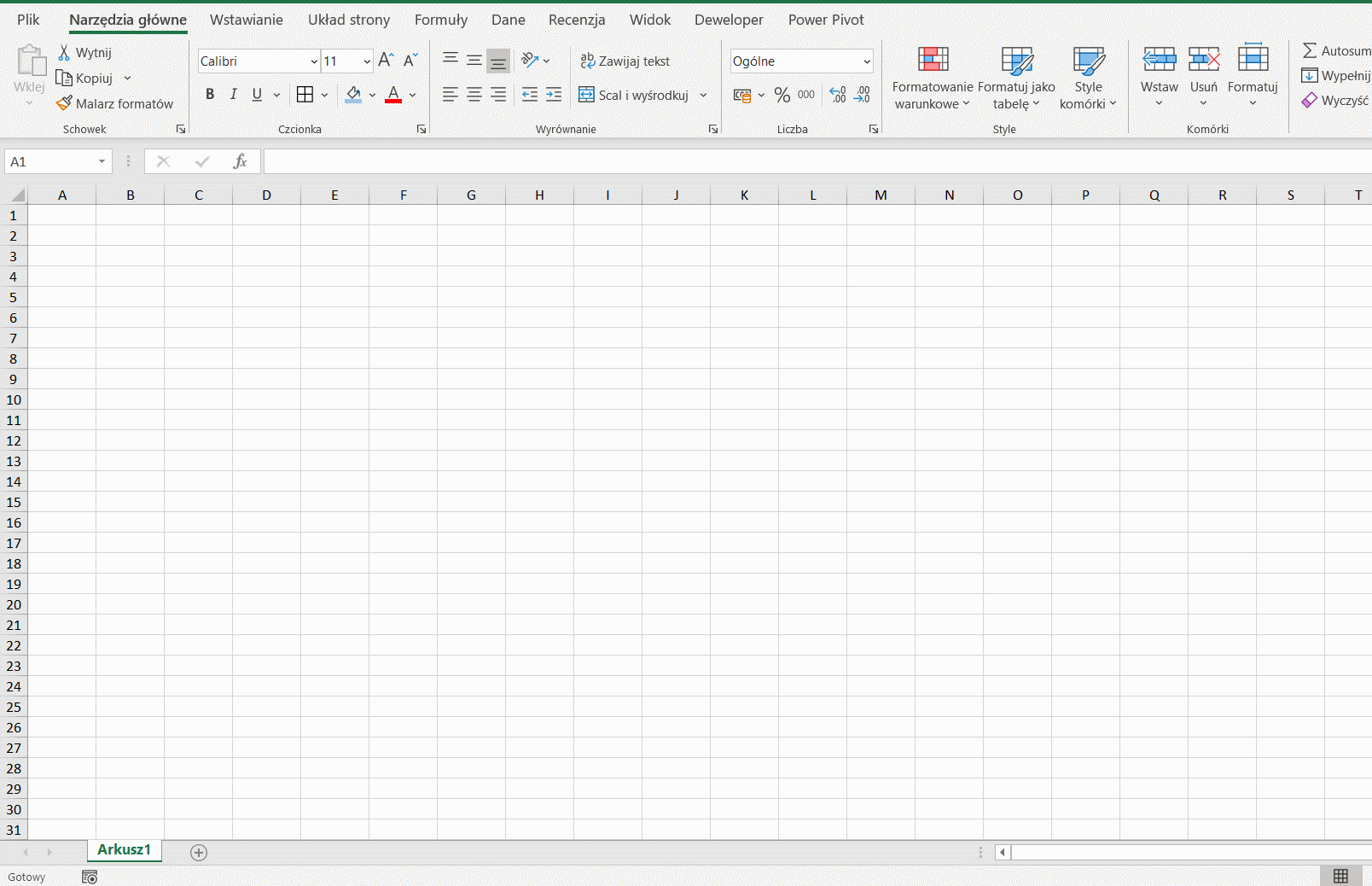 kalendarz w Excelu