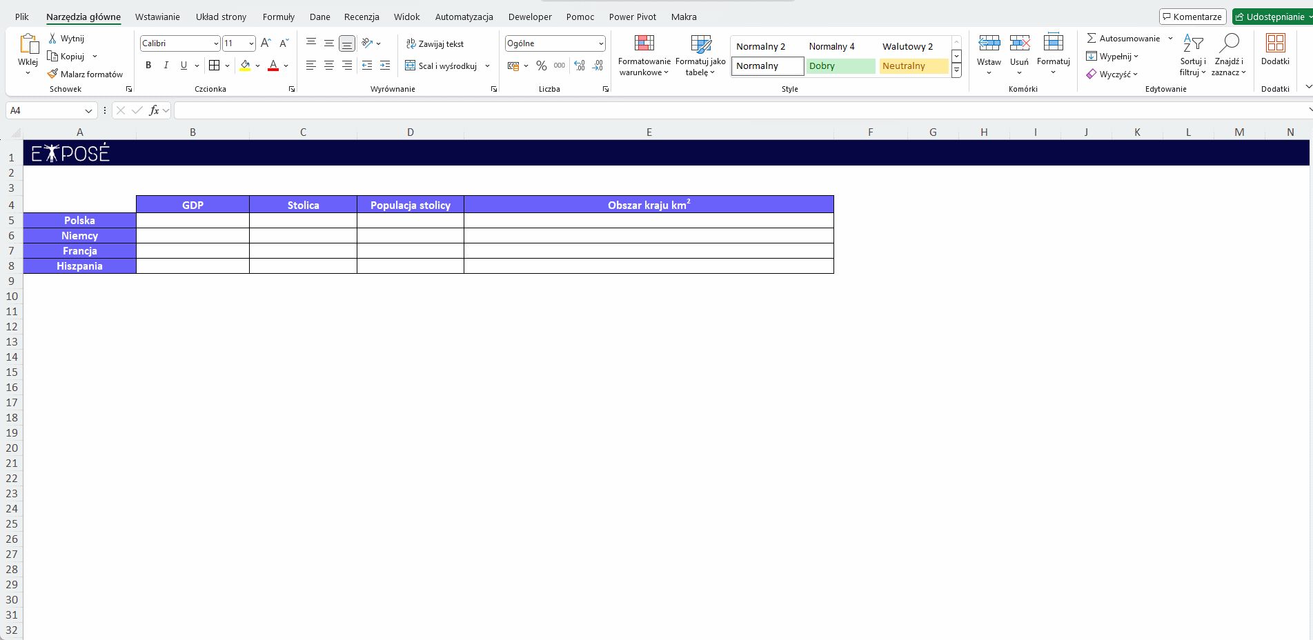 Excel - typy danych